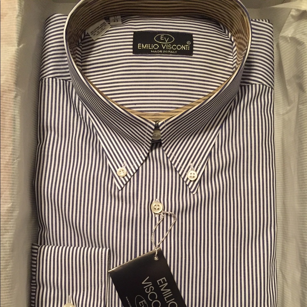 Men’s dress striped shirt, Italian, 100% cotton